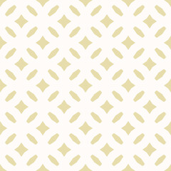 Golden abstract geometric floral seamless pattern. Vector gold and white minimal background. Simple elegant ornament. Luxury graphic texture with diamonds, stars, grid, lattice. Repeated geo design