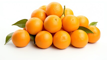 a group of oranges with leaves