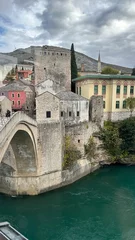 Papier Peint photo Stari Most Bridge called "Stari Most": Isometric Glimpse of Mostar's Historic Bridge in Bosnia and Herzegovina