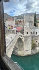 Papier Peint photo Stari Most Bridge called "Stari Most"  Isometric Glimpse of Mostar's Historic Bridge in Bosnia and Herzegovina