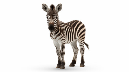 Baby Zebra on White Background, CGI Render