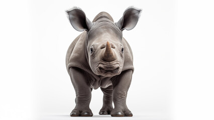 Baby Rhino on White Background, CGI Render