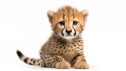 Obraz premium Baby Cheetah on White Background, CGI Rendered