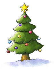 Christmas tree isolated in watercolor - 688808276