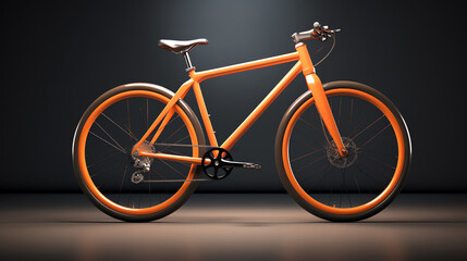 an orange bicycle with black wheels