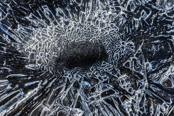 Intricate frozen ice patterns and textures