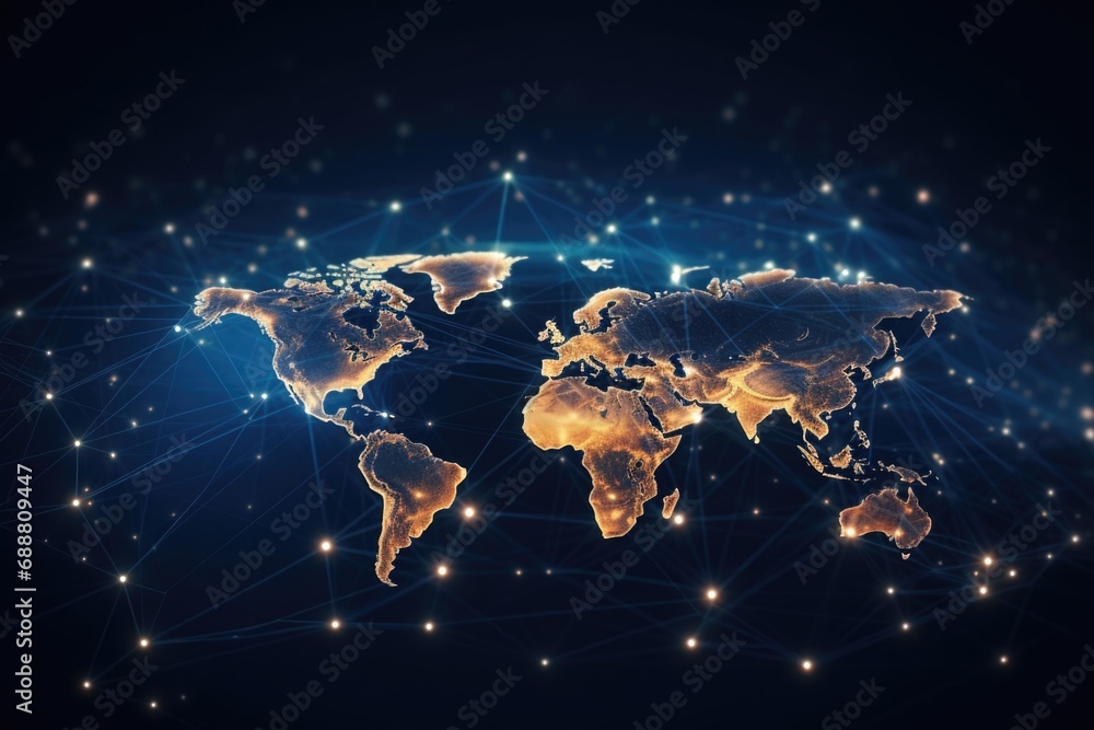 Poster A map of the world displayed on a dark background. Ideal for global-themed designs and projects