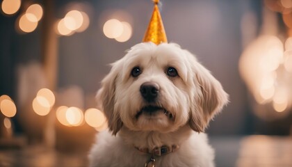 Dog with Birthday Hat