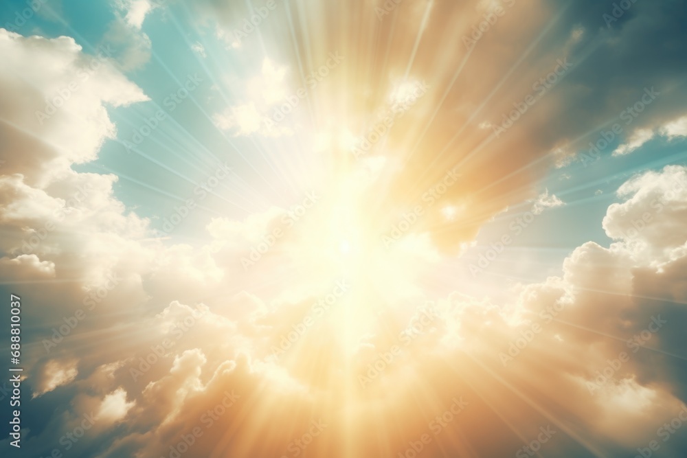 Poster Sun shining through the clouds. Suitable for weather-related projects