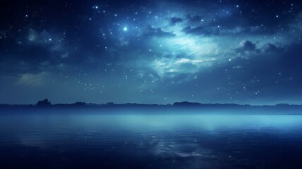 Fototapeta na wymiar the moon reflecting over water in the night sky