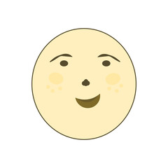 Cute face of decorative figure. Happy emoji. Simple clipart. Vector illustration isolated on transparent background