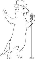 Meerkat Singer Microphone Music Animal Vector Graphic Art Illustration