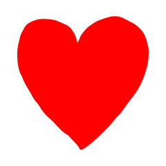 Heart hand drawn with ink brush isolated on white background