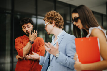 Global Team of Architects Collaborating on Construction Project Outdoors