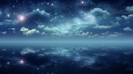 the moon reflecting over water in the night sky