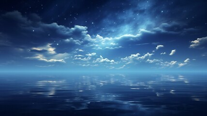 Fototapeta na wymiar the moon reflecting over water in the night sky