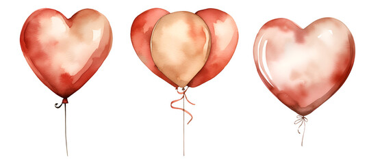 Balloon, valentine's day, watercolor clipart illustration with isolated background. - obrazy, fototapety, plakaty