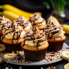 Chocolate and banana muffins on the table