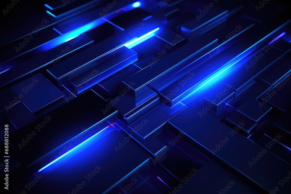 Poster a bunch of blue lights shining in the darkness. perfect for adding a touch of mystery and ambiance t