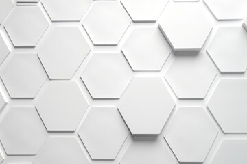 A collection of white hexagons arranged on a wall. Can be used as a background or for design purposes