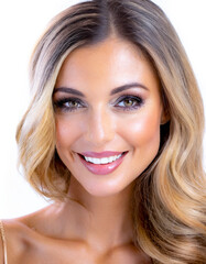 Obraz premium portrait of beautiful young woman with blonde hair isolated on white background