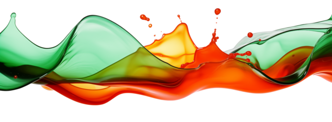 Splash of green red paint. abstract color splash isolated on transparent background. Ink swirling in. Splash of color drop in water. png	