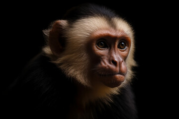 Soulful Gaze: Capuchin Monkey's Portrait in the Shadows