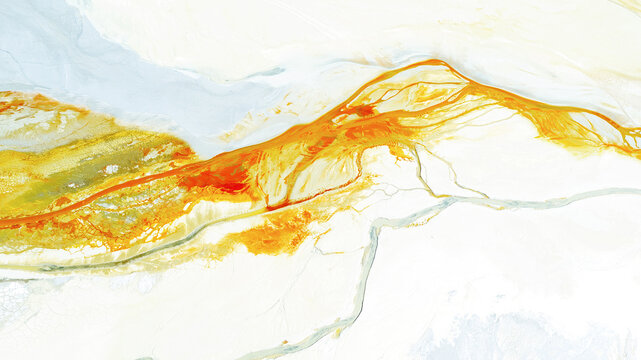 Aerial view of the colorful Rio Tinto, Huelva, Spain