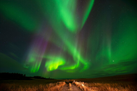 Majestic aurora borealis over the Icelandic landscape