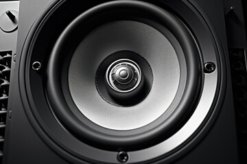 A black and white photo of a speaker. Suitable for various design projects