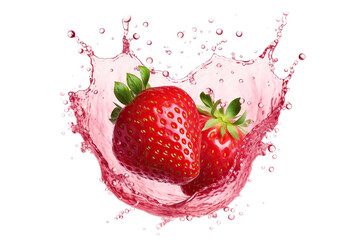 Delicious strawberries juice splash cut out