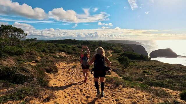 Portugal Hiking Rota Vicentina the Fisherman's Trail Along the Alentejo Coastline to Wild and Rugged Beaches Trough Alentejo and Algarve Provinces Narrow Cliff Side Paths.