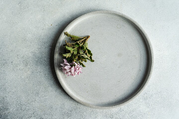 Minimalist cuisine on a textured backdrop