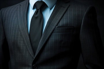 Close-up of a stylish business suit. Concept of professional elegance. - obrazy, fototapety, plakaty