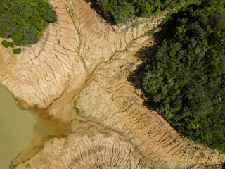 Drone photo of a dried up lake in Penang, Malaysia. 