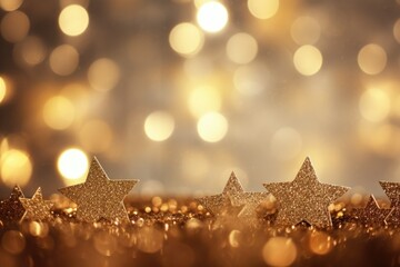 Gold stars sitting on top of a table. Perfect for decorations or award ceremonies