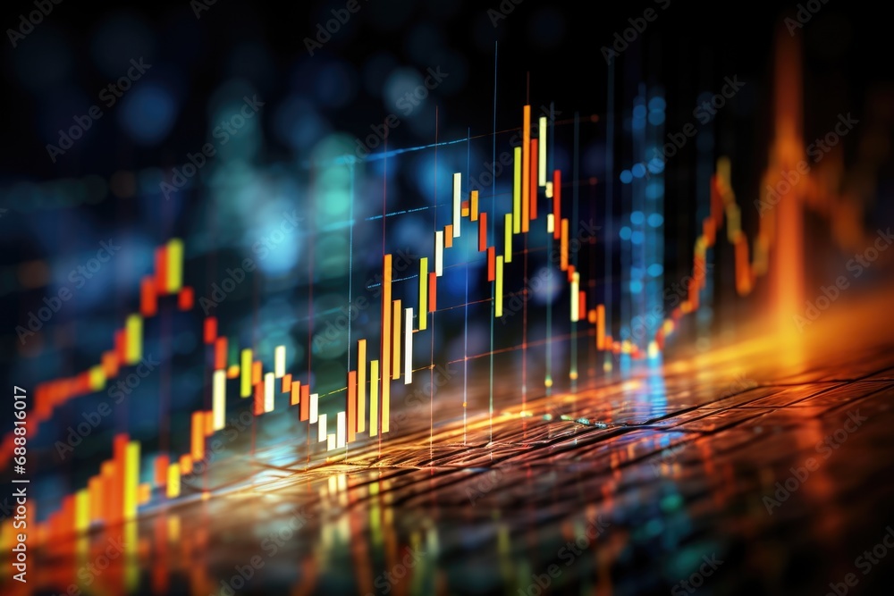 Aufkleber A close up view of a stock chart placed on a table. This image can be used to illustrate financial concepts and analysis