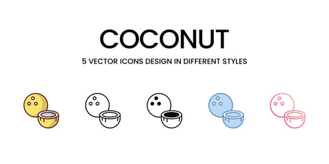 Coconut icons set vector illustration. vector stock,