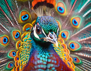 Portrait of a colorful peacock
