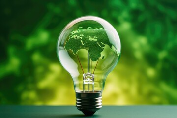 A light bulb with a green globe inside. Can be used to represent eco-friendly concepts or ideas