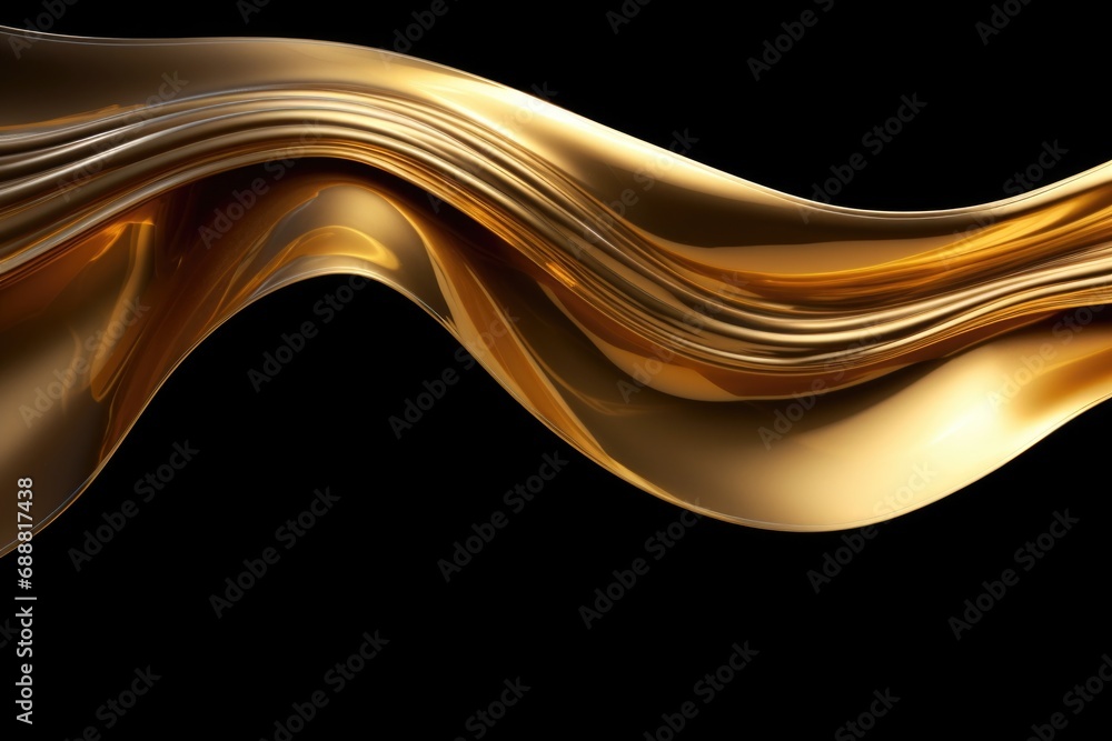 Poster a stunning gold wave against a sleek black background. perfect for adding a touch of elegance to any