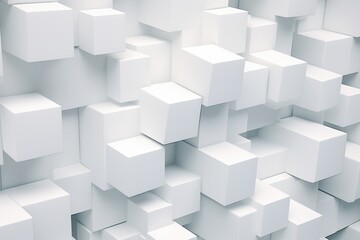 White cubes arranged in a room. Versatile image suitable for various concepts and designs