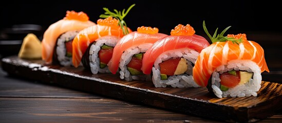 Sushi made with seafood from Japan.