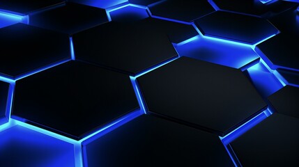 a seamless 3d blue background with hexagonal elements