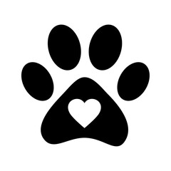 Paw print with heart icon inside