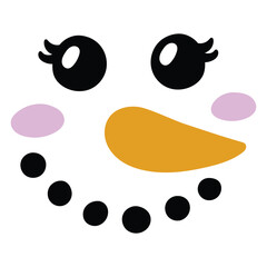 Christmas snowman face - vector illustration