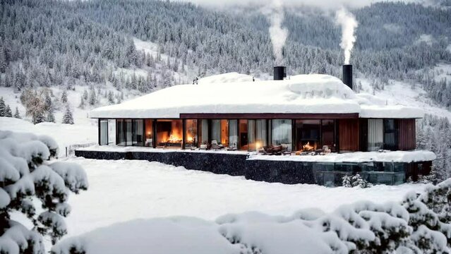 The most dreamy and real snowy luxury mega mansion in Utah. 3D Visualization. Loop