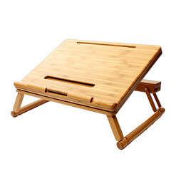 Portable Bamboo Laptop Desk. A Portable Bamboo Laptop Desk Isolated to Provide a Sustainable and Ergonomic Workspace Anywhere.. Cutout PNG.