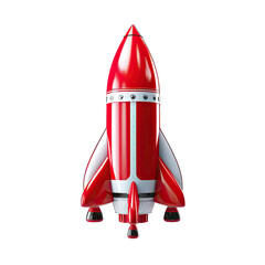 A Red and White Rocket Ship Isolated Symbolizing Space Travel and Exploration. Isolated on a Transparent Background. Cutout PNG.