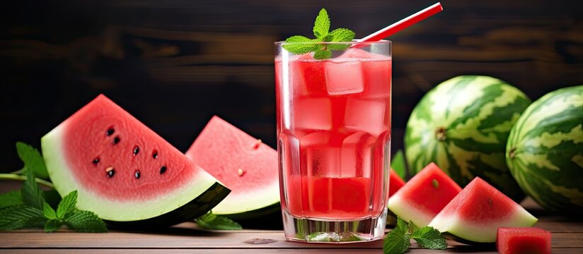 Refreshing summer beverage with watermelon and cucumber.